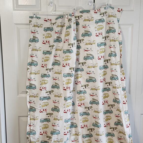 Curtain With Vintage Camper Print Trailers Camping RV Farmhouse Road Trip 73X42 - Picture 1 of 7